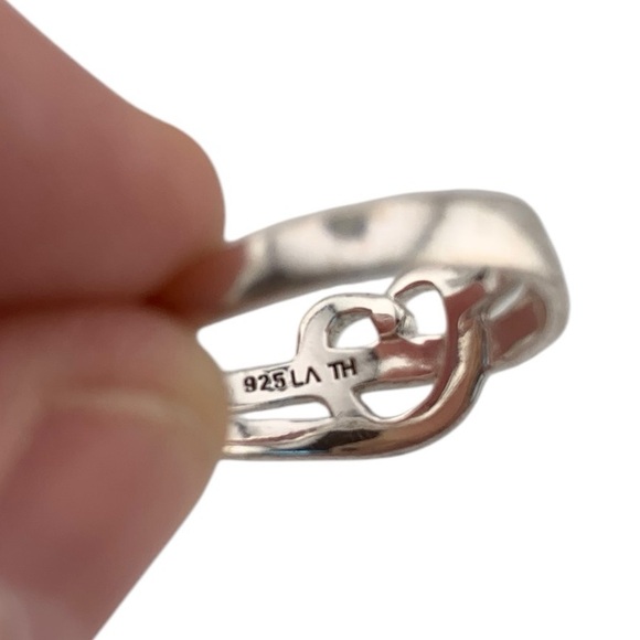 STERLING SILVER 925 LOVE KNOT HEART BAND RING SIZE 7.25 - Picture 5 of 10